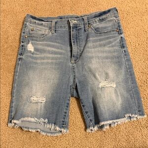 Distressed Blue Jean Shorts